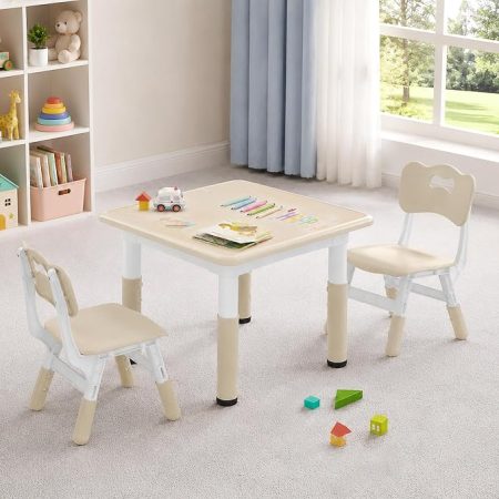 Height Adjustable Kids Activity Table and 2 Chairs Set